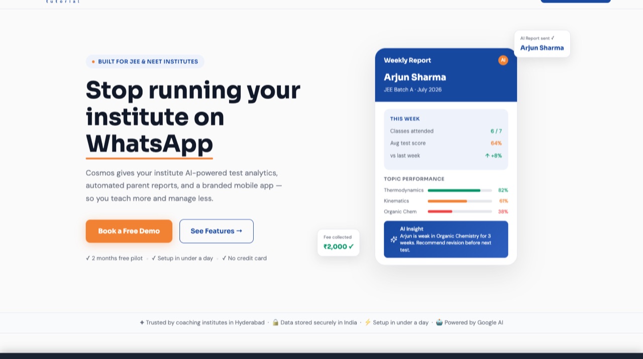 Cosmos Tutorial — website preview