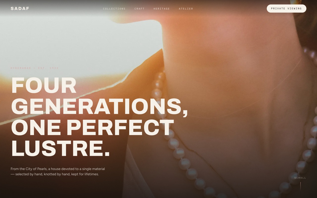 SADAF — House of Pearls — website preview